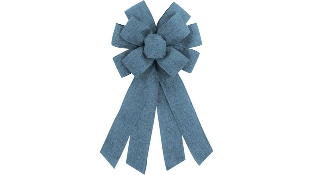 blue burlap wreath bow