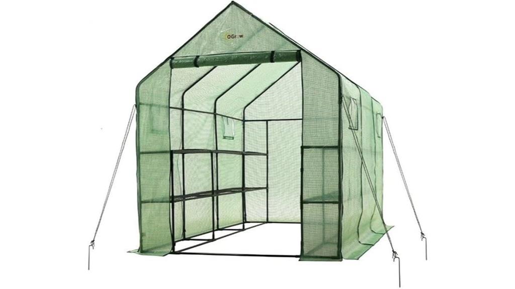 deluxe walk in greenhouse shelves
