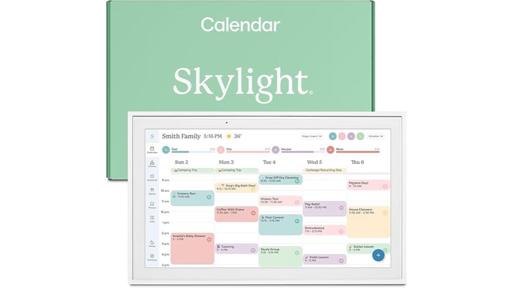 digital calendar and chore chart