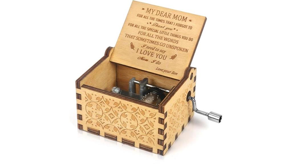 engraved hand crank music box