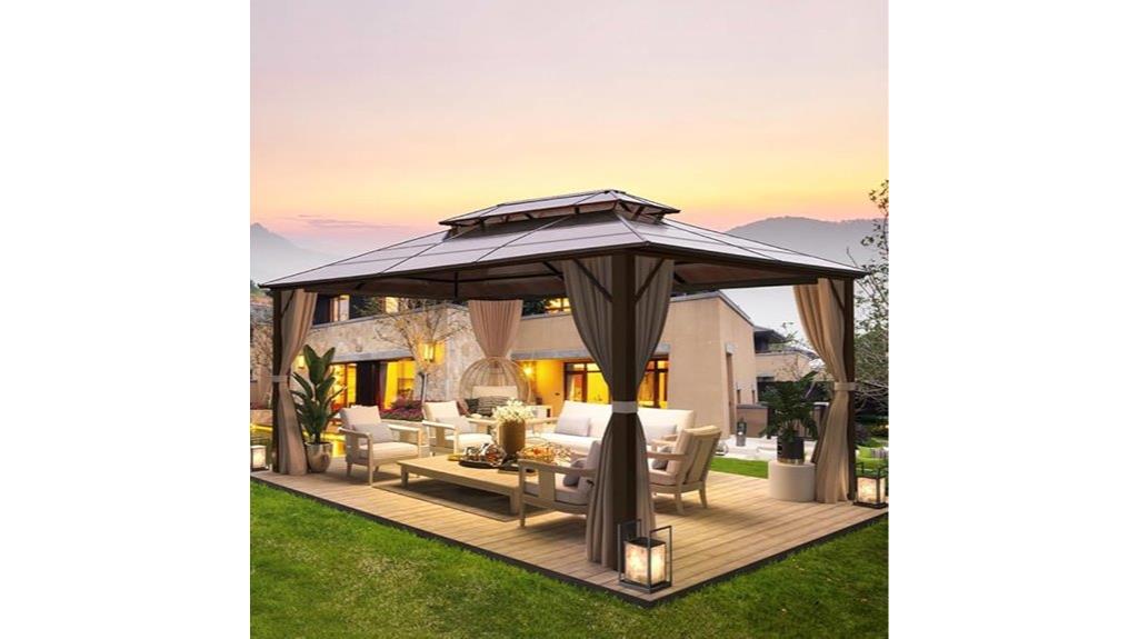 hardtop gazebo with curtains