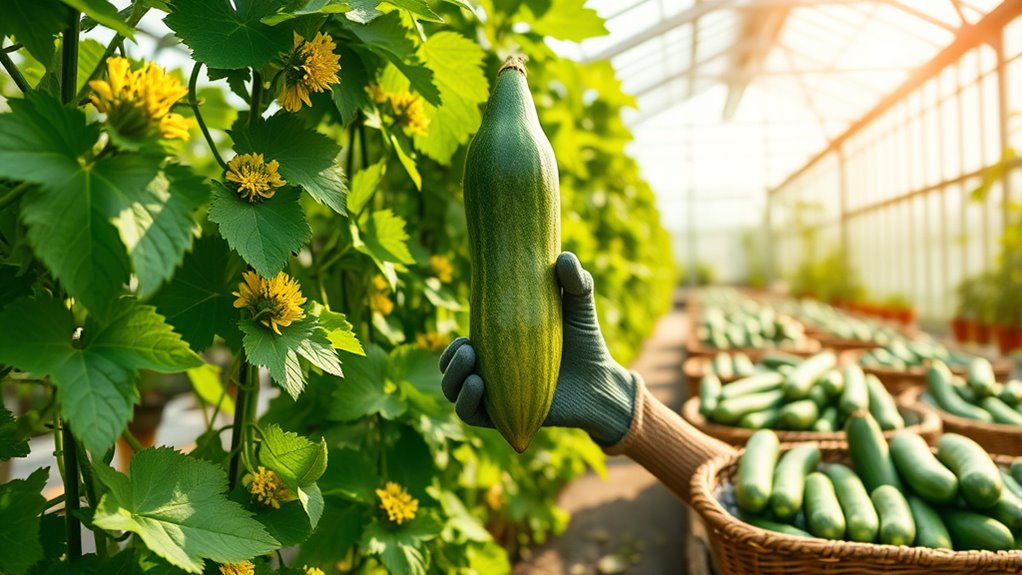 harvest cucumbers at maturity