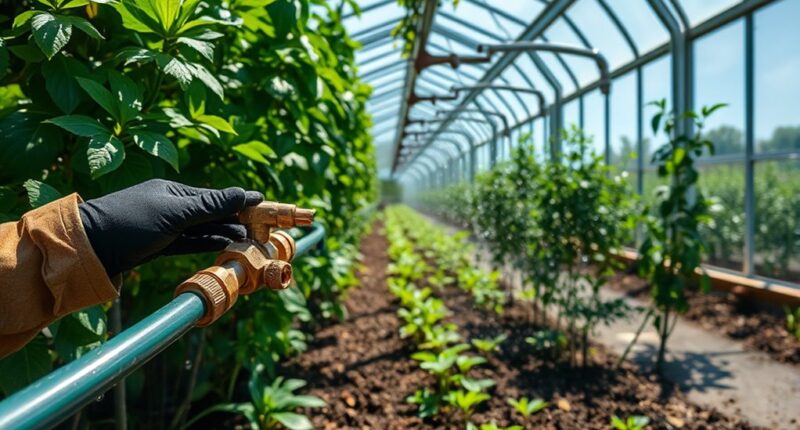 irrigation installation for greenhouses