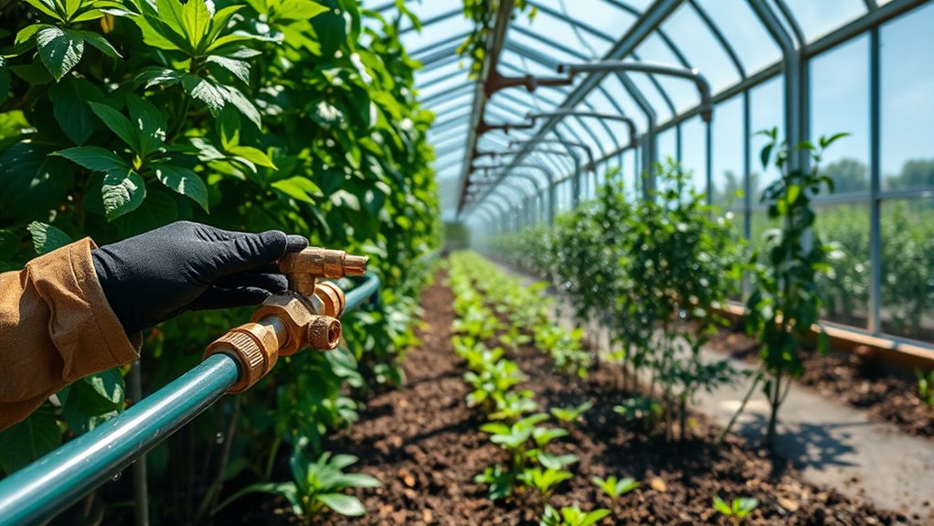 irrigation installation for greenhouses