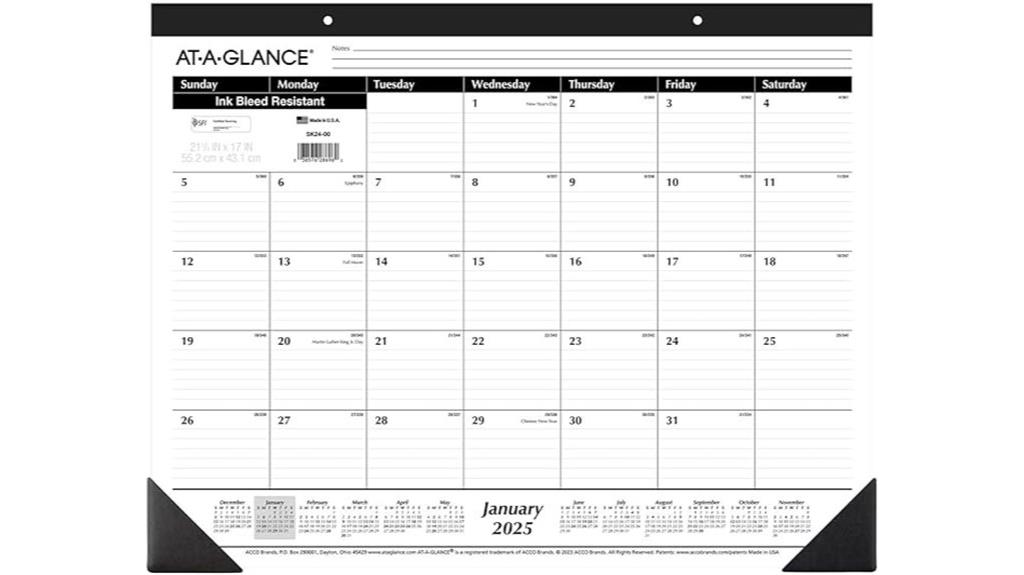 large monthly desk calendar