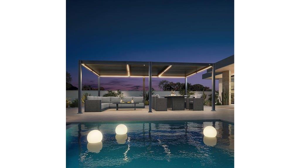 louvered pergola with lights