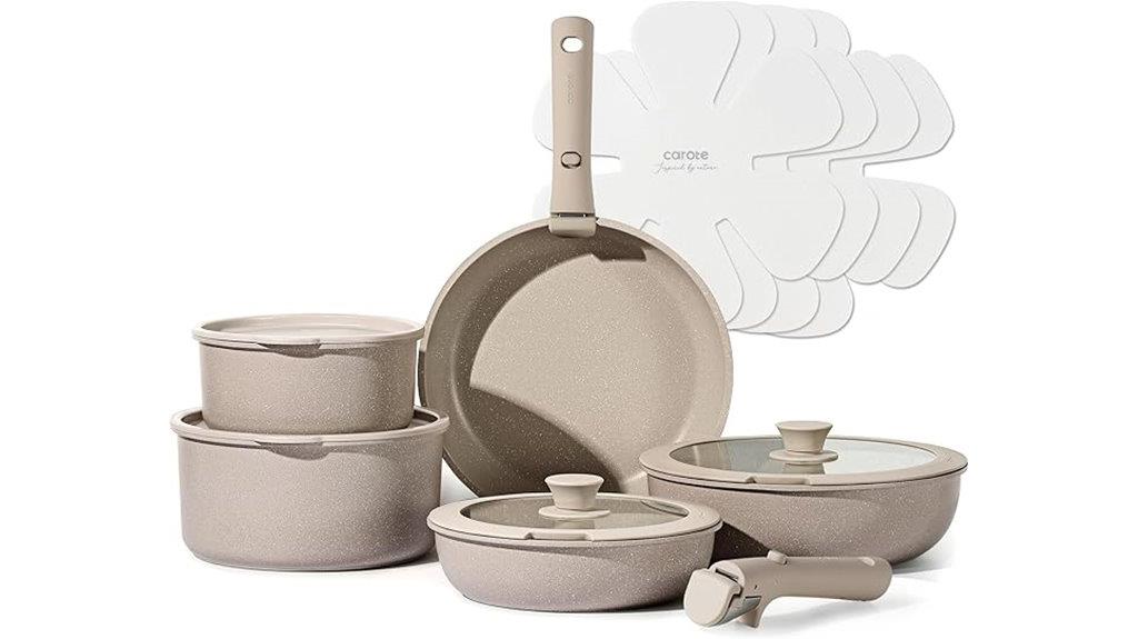 nonstick cookware set detachable
