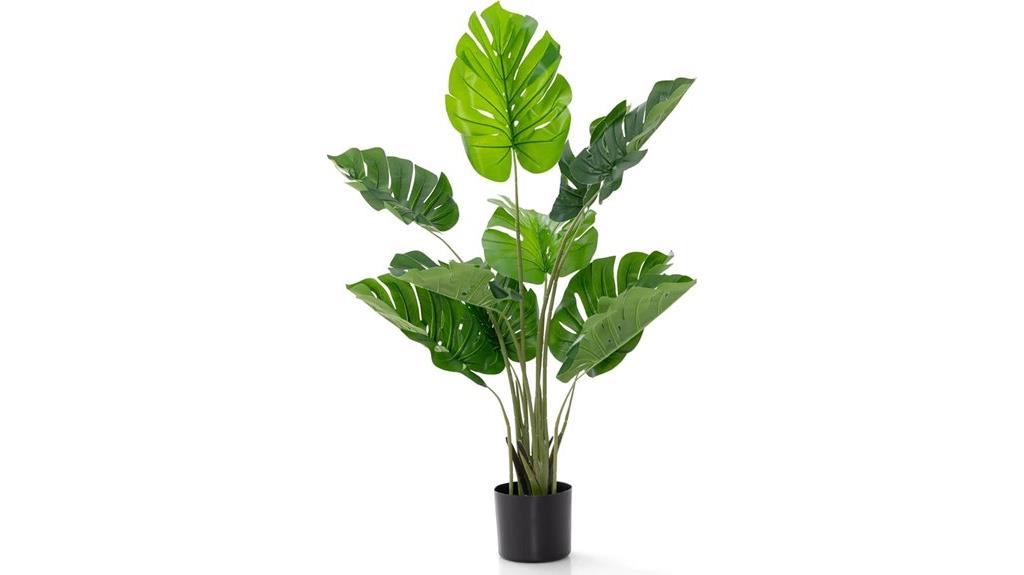 potted faux monstera plant