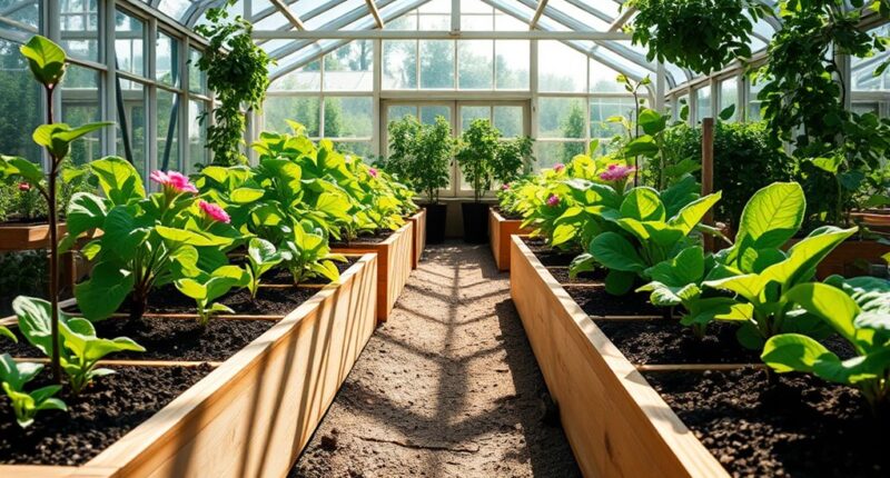 raised beds for greenhouse gardening