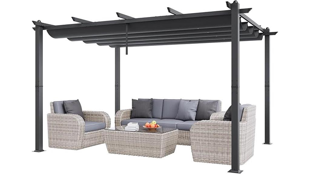 retractable outdoor canopy pergola