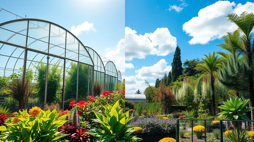 greenhouse vs outdoor gardening