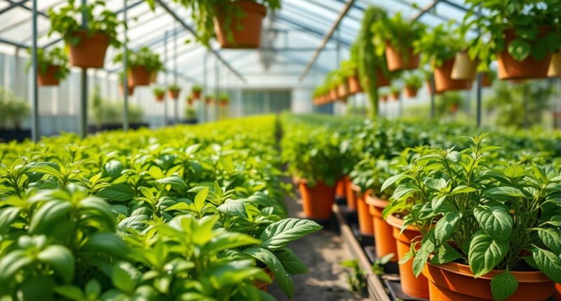 year round greenhouse herb cultivation