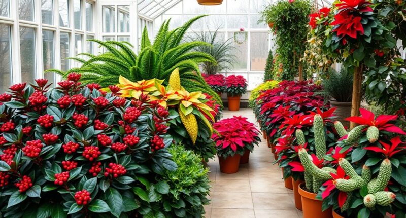 winter holiday greenhouse plants