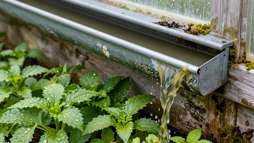 greenhouse gutter overflow damage