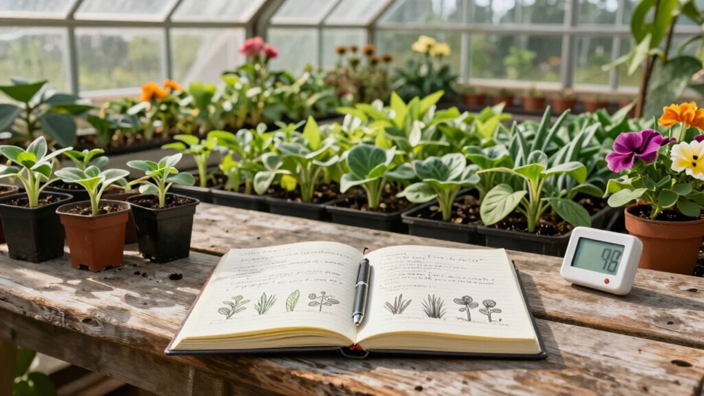 greenhouse setup and journaling