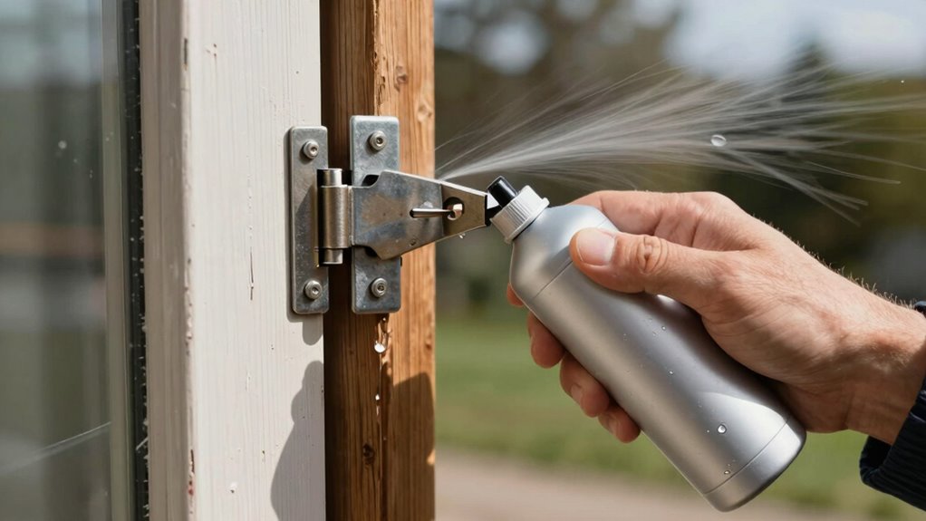 lubricate hinges before storms