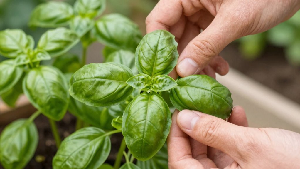 pinch above leaves carefully
