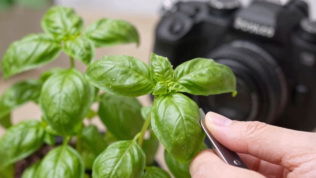 pinch basil for bushier growth