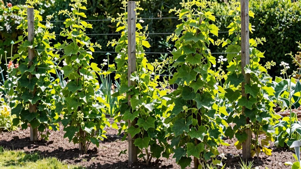 secure posts and train plants