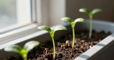 seedlings leaning toward light