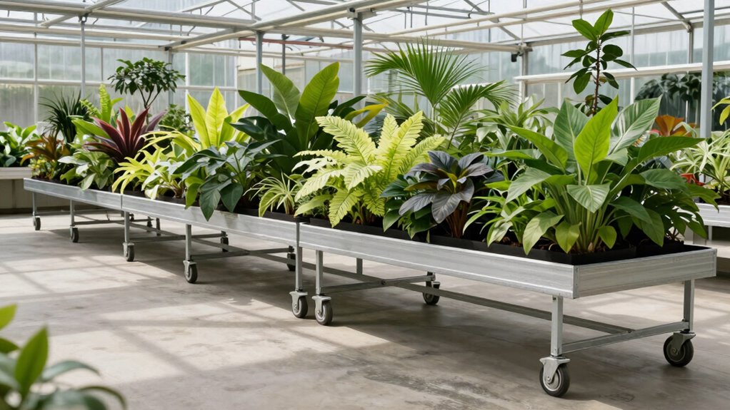 top rolling greenhouse benches