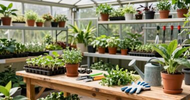 efficient greenhouse workspace setup