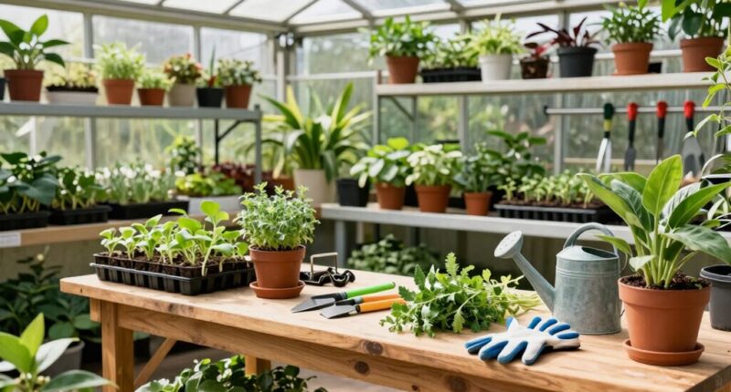 efficient greenhouse workspace setup