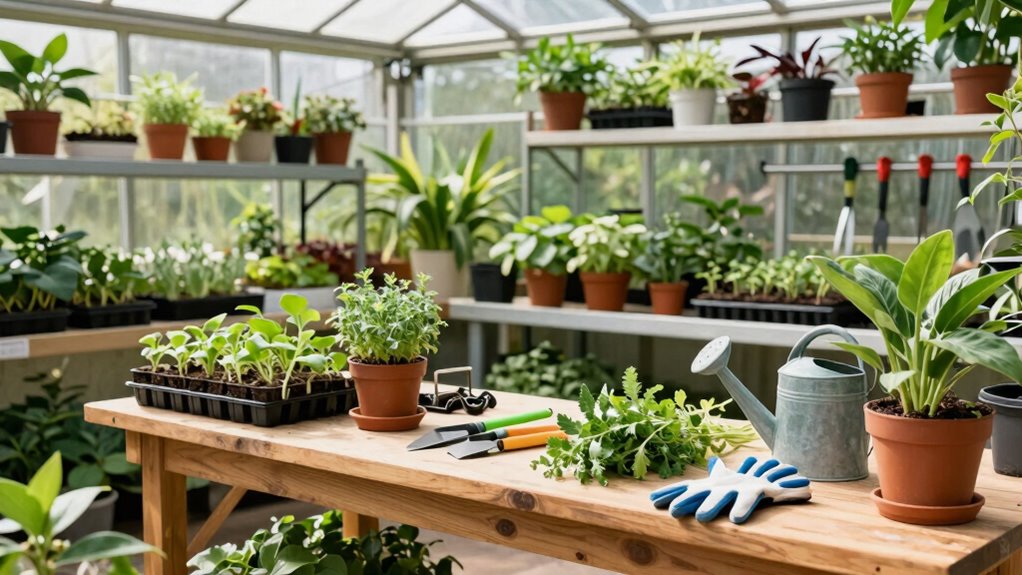 efficient greenhouse workspace setup