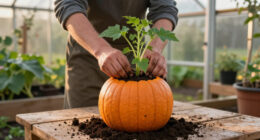 The DIY Pumpkin Plant Pot Trend That's Bringing An Unexpected Twist To Fall Porches – It's My New Favorite Way To Grow Chrysanthemums